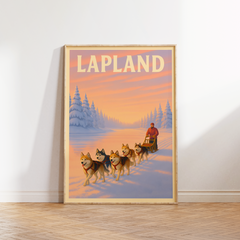 Affiche Lapland – Dog sledding on the frozen lake
