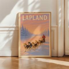 Affiche Lapland – Dog sledding on the frozen lake